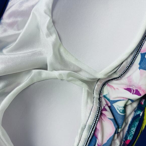 New Maxine of Hollywood Floral High Neck Double Ruffle Tankini Swim Top Size 16W - Picture 8 of 12